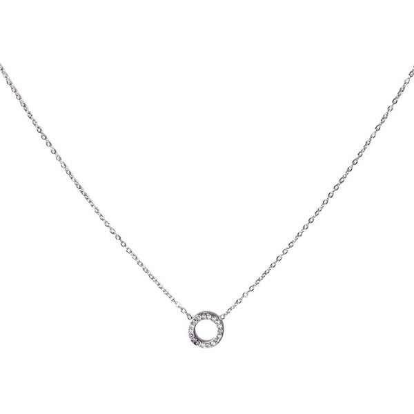 Round Παιδικό Κολιέ Αλυσίδας 45cm Ασημι Με Κρίκο Και Στρας