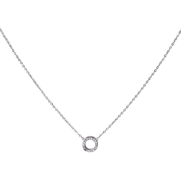 Round Παιδικό Κολιέ Αλυσίδας 45cm Ασημι Με Κρίκο Και Στρας