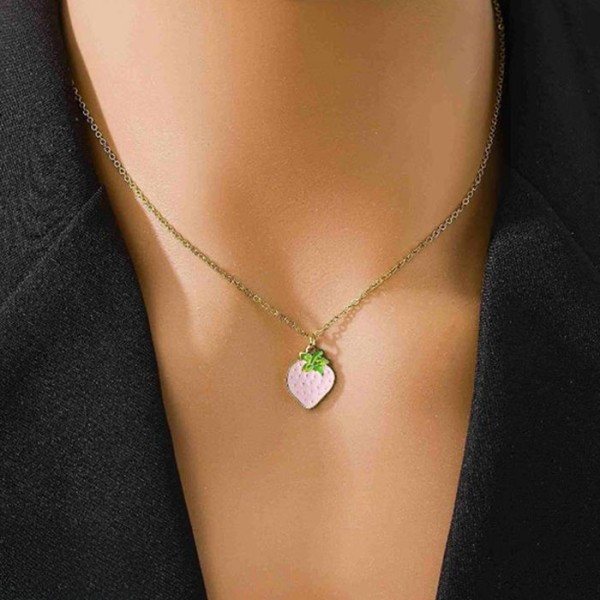 Strawberry Παιδικό Κολιέ Αλυσίδας 45cm Χρυσό Με Ροζ Φραουλίτσα