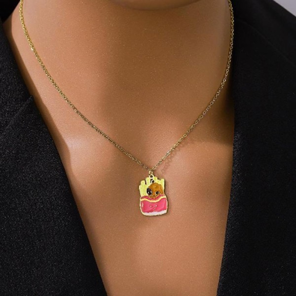 French fries Παιδικό Κολιέ Αλυσίδας 45cm Χρυσό Με Πατάτες Τηγανιτές 