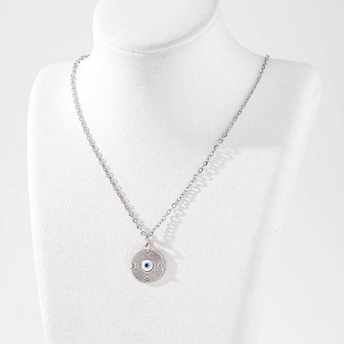 Blue Eye Παιδικό Κολιέ Αλυσίδας 45cm Ασημί Ματάκι