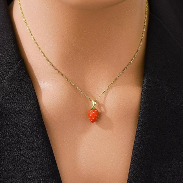 Strawberry Παιδικό Κολιέ Αλυσίδας 45cm Χρυσό Με Κόκκινη Φραουλίτσα