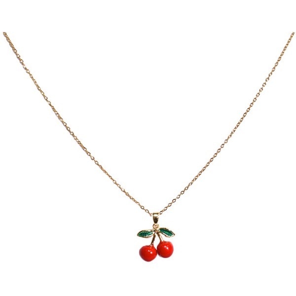 Cherry Παιδικό Κολιέ Αλυσίδας 45cm Χρυσό Με Κόκκινα Κεράσια