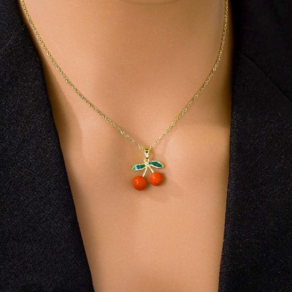 Cherry Παιδικό Κολιέ Αλυσίδας 45cm Χρυσό Με Κόκκινα Κεράσια