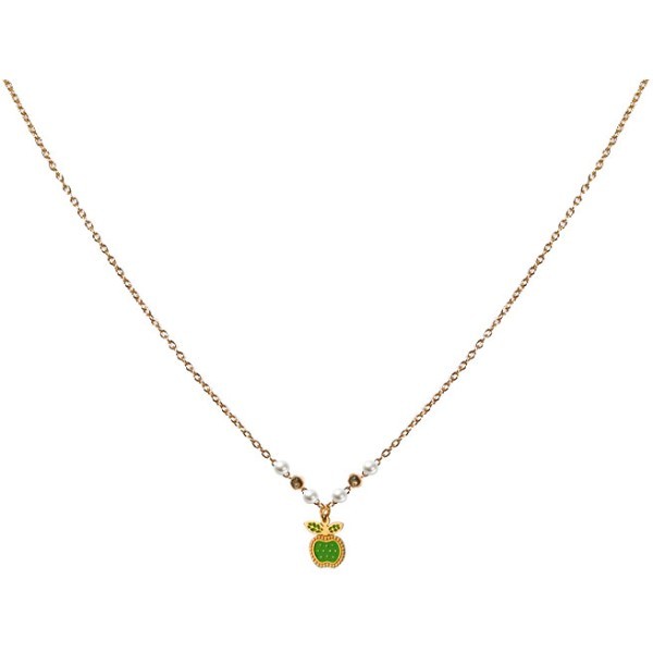 Apple Παιδικό Κολιέ Αλυσίδας 45cm Χρυσό Και Πράσινο Μήλο 