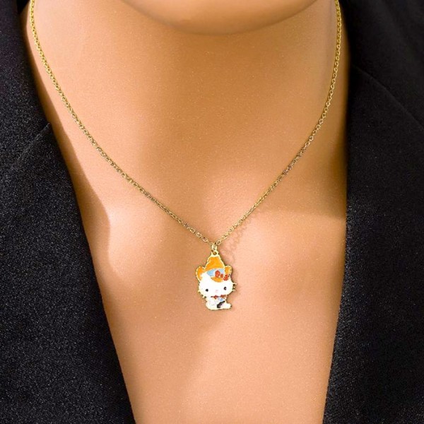 Hell Kitty Παιδικό Κολιέ Αλυσίδας 45cm Χρυσό Με Την Kitty Με Καπελάκι