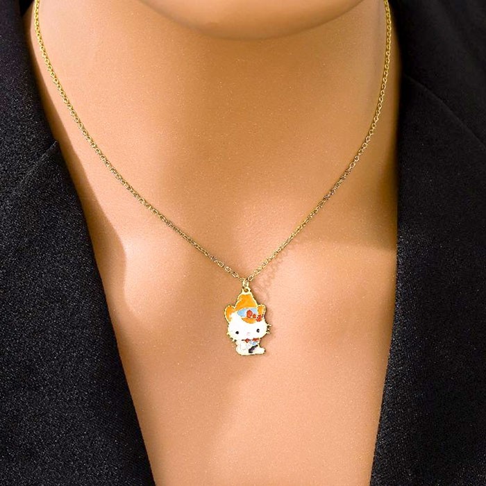 Hell Kitty Παιδικό Κολιέ Αλυσίδας 45cm Χρυσό Με Την Kitty Με Καπελάκι