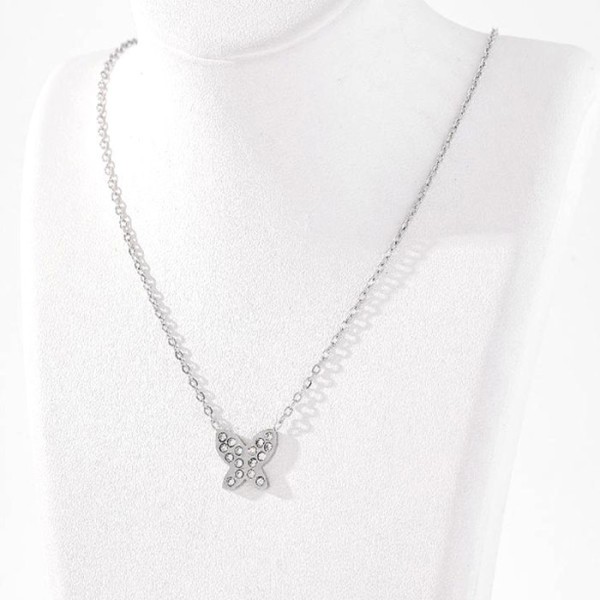 Cocoon Παιδικό Κολιέ Αλυσίδας 45cm Ασημί Με Πεταλούδα