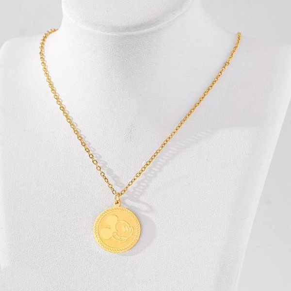 Metagion Παιδικό Κολιέ Στρογγυλό Αλυσίδας 45cm Σε Απόχρωση Χρυσού Με Μίκι