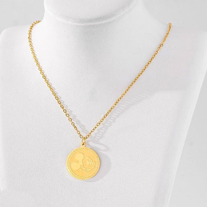 Metagion Παιδικό Κολιέ Στρογγυλό Αλυσίδας 45cm Σε Απόχρωση Χρυσού Με Μίκι