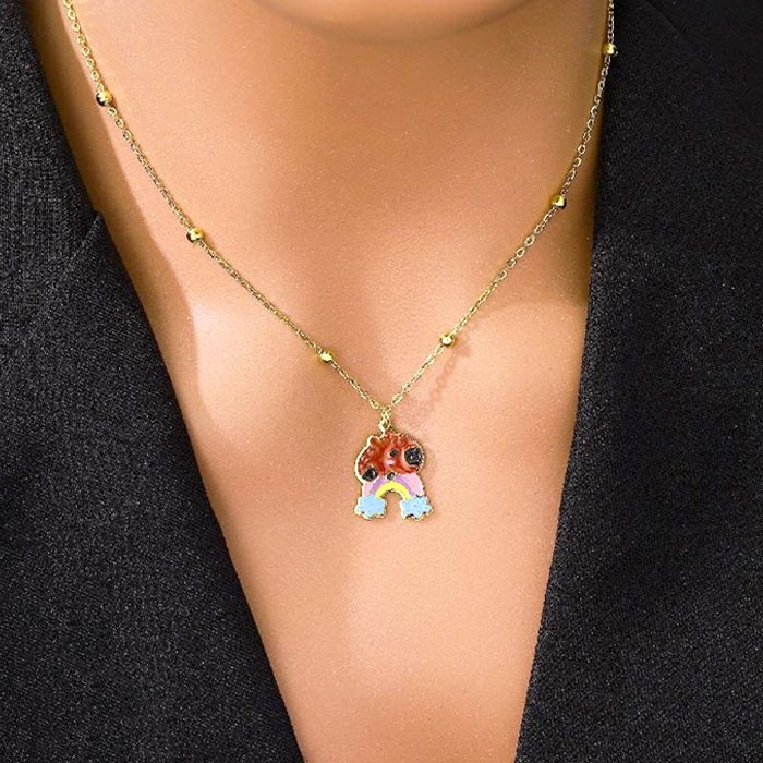 Rainbow Παιδικό Κολιέ Χρυσό Με Ουράνιο Τόξο