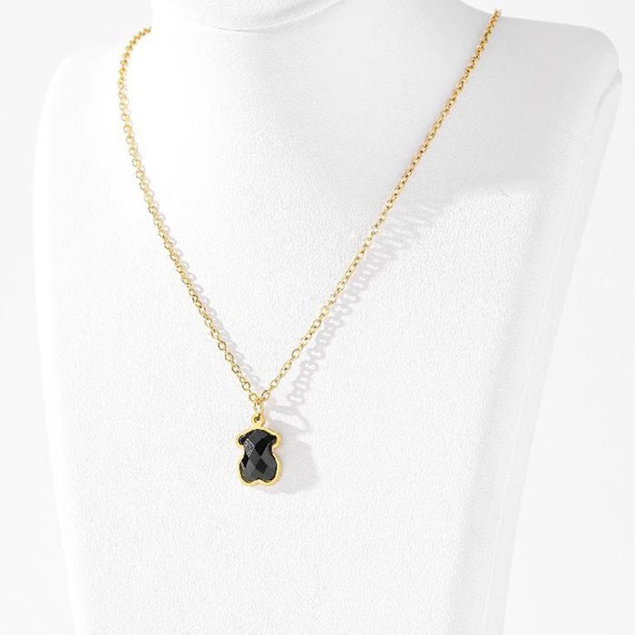 Tous Παιδικό Κολιέ Αλυσίδας 45cm Χρυσό Με Μαύρο Αρκουδάκι