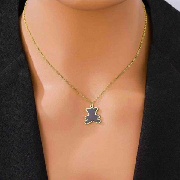 Orso Παιδικό Κολιέ Αλυσίδας 45cm Χρυσό Με Μαύρο Αρκουδάκι