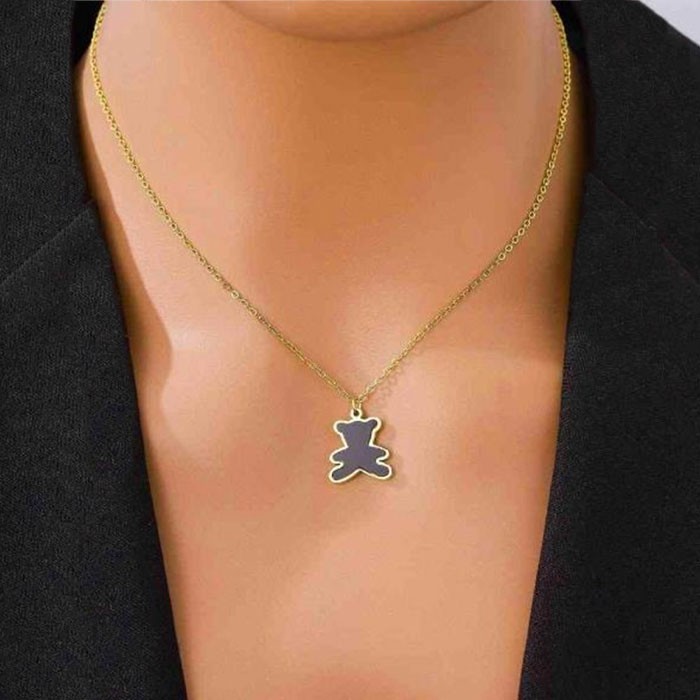 Orso Παιδικό Κολιέ Αλυσίδας 45cm Χρυσό Με Μαύρο Αρκουδάκι