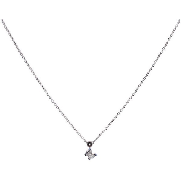 Shiny Παιδικό Κολιέ Με Ασημί Πεταλούδα Ματ Και Γυαλιστερή Υφή