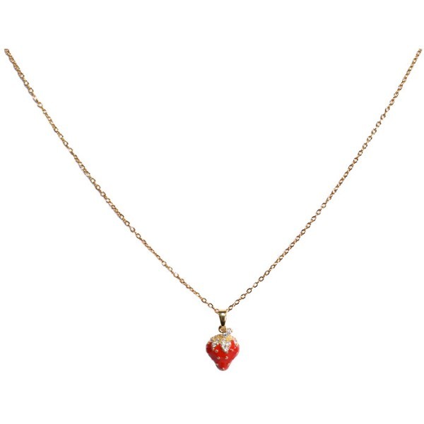 Passion Παιδικό Κολιέ Αλυσίδας 45cm Χρυσό Με Κόκκινη Φράουλα