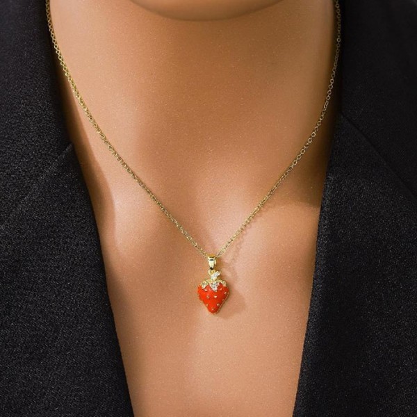 Passion Παιδικό Κολιέ Αλυσίδας 45cm Χρυσό Με Κόκκινη Φράουλα