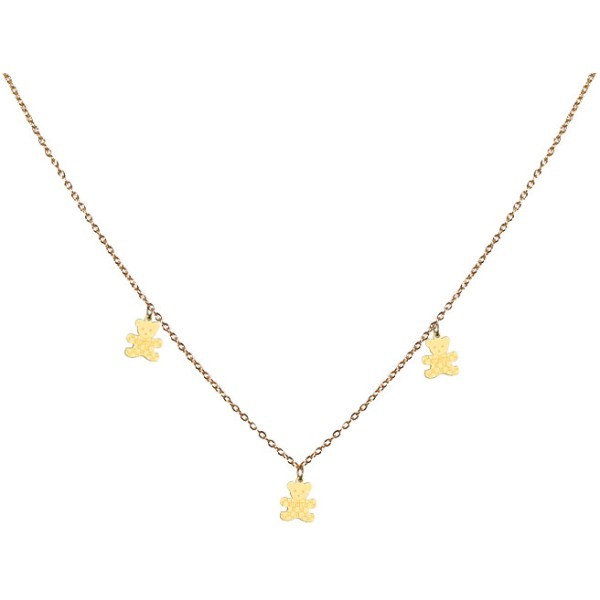 Teddy Παιδικό Κολιέ Αλυσίδας 45cm Χρυσό Με Αρκουδάκια