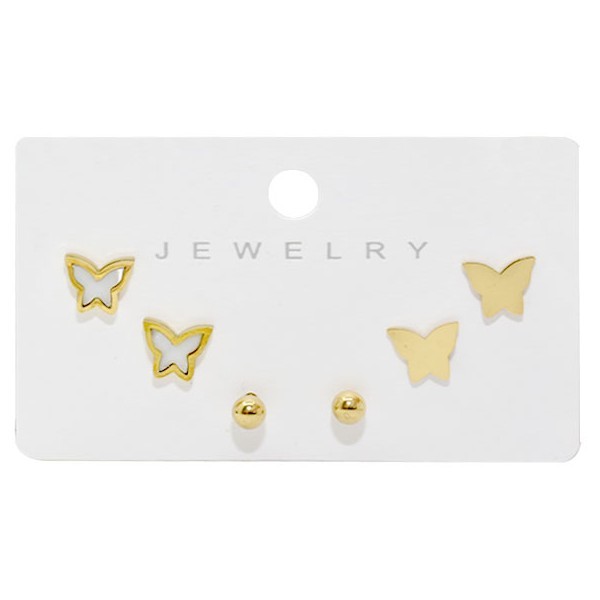 Farfalla Παιδικά Σκουλαρίκια 3 Σετάκια Χρυσές Πεταλούδες