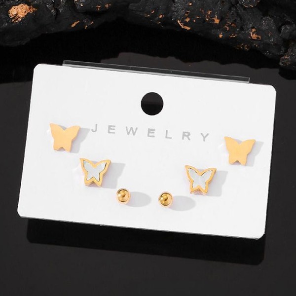 Farfalla Παιδικά Σκουλαρίκια 3 Σετάκια Χρυσές Πεταλούδες