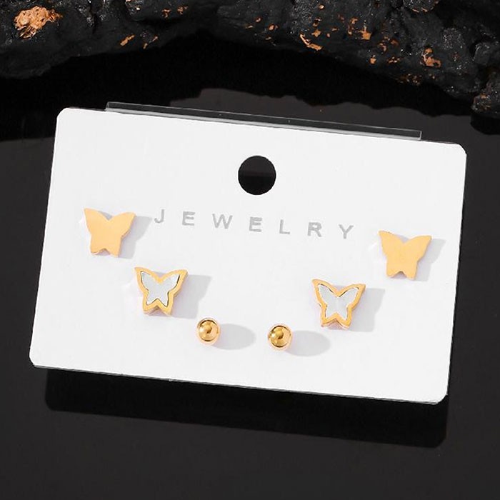 Farfalla Παιδικά Σκουλαρίκια 3 Σετάκια Χρυσές Πεταλούδες