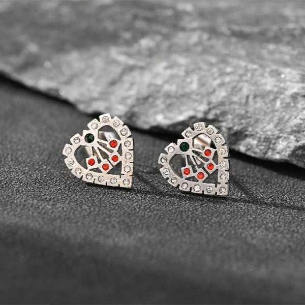 Red Love Παιδικά Σκουλαρίκια Ασημί Με Κόκκινο Ζιρκόν