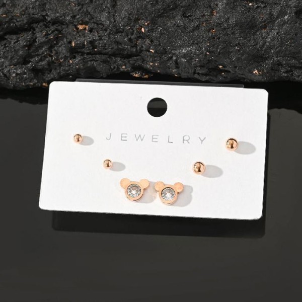 Pink Παιδικά Σκουλαρίκια Mickey 3 Σετάκια Ροζ Χρυσό