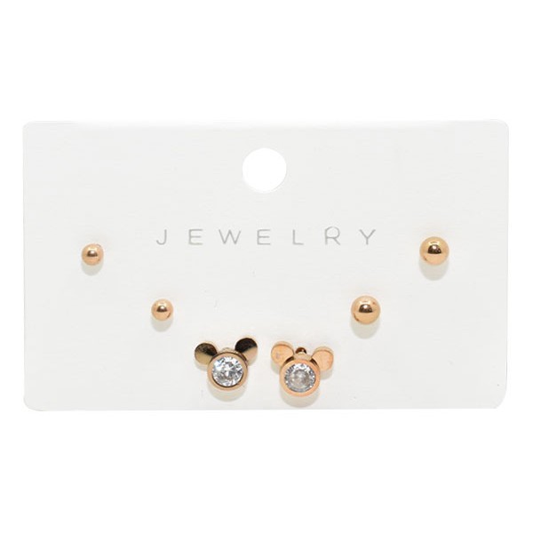 Pink Παιδικά Σκουλαρίκια Mickey 3 Σετάκια Ροζ Χρυσό