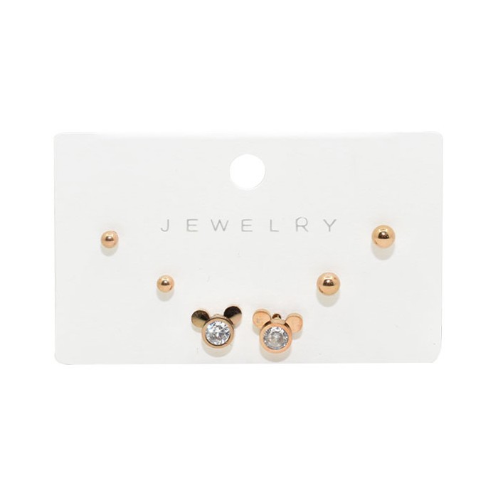 Pink Παιδικά Σκουλαρίκια Mickey 3 Σετάκια Ροζ Χρυσό