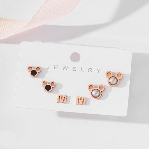Pink M Παιδικά Σκουλαρίκια Minnie 3 Σετάκια Ροζ Χρυσό