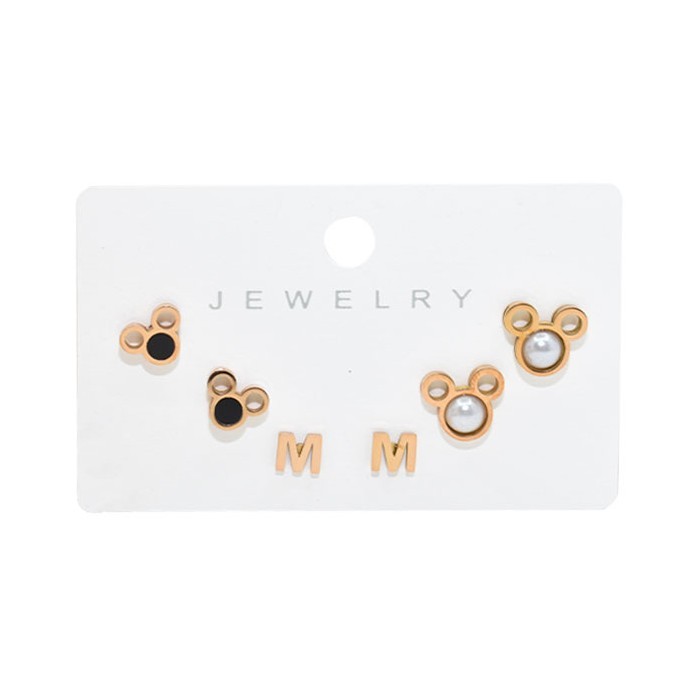 Pink M Παιδικά Σκουλαρίκια Minnie 3 Σετάκια Ροζ Χρυσό