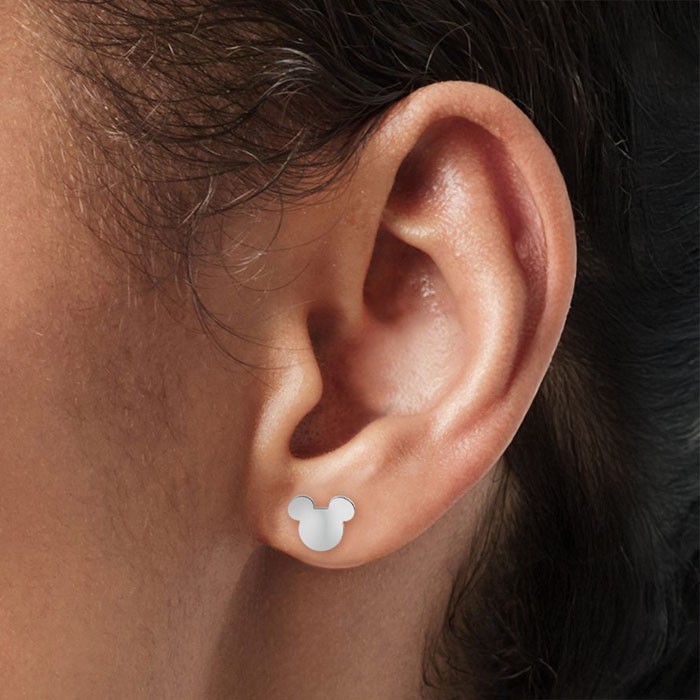 Diamond Mickey Παιδικά Σκουλαρίκια 3 Σετάκια Ασημί Με Λευκό Ζιρκόν