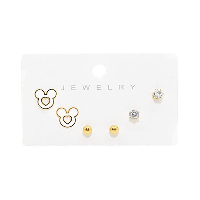 Cuore Παιδικά Σκουλαρίκια 3 Σετάκια Λευκός Mickey