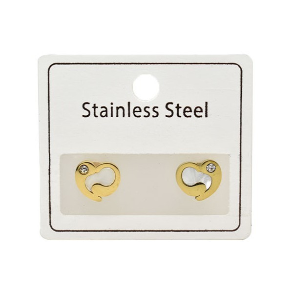 Goldies Παιδικά Σκουλαρίκια Χρυσά Με Λευκές Καρδιές