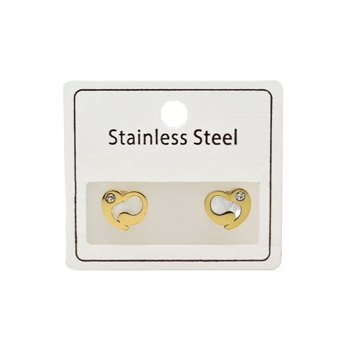 Goldies Παιδικά Σκουλαρίκια Χρυσά Με Λευκές Καρδιές