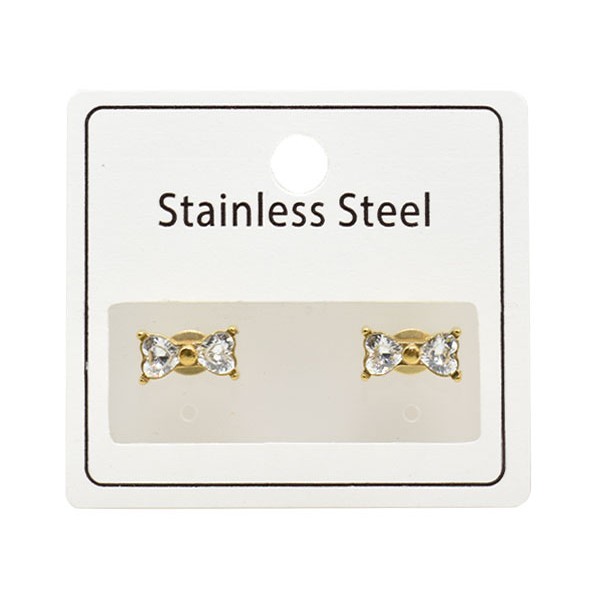 Cute Παιδικά Σκουλαρίκια Ασημί Σε Σχήμα Φιόγκου Με Στρας