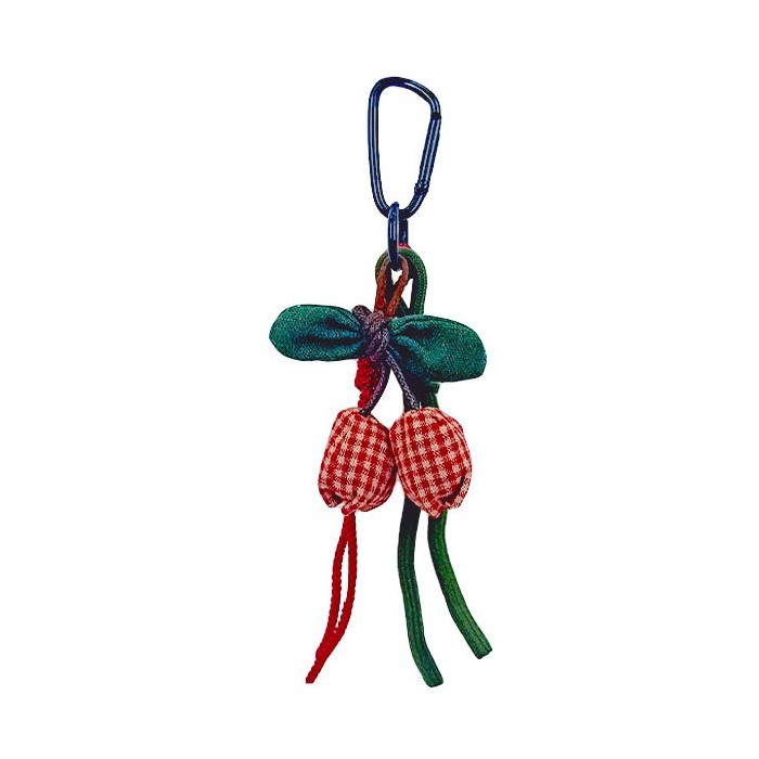 Cherry Διακοσμητικό Τσάντας Με Μπρελόκ Κερασάκια Καρό