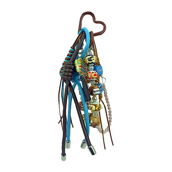 Blue Διακοσμητικό Τσάντας Με Μπρελόκ, Σχοινάκια Και Χάντρες 