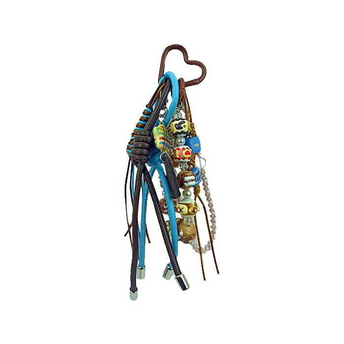 Blue Διακοσμητικό Τσάντας Με Μπρελόκ, Σχοινάκια Και Χάντρες 