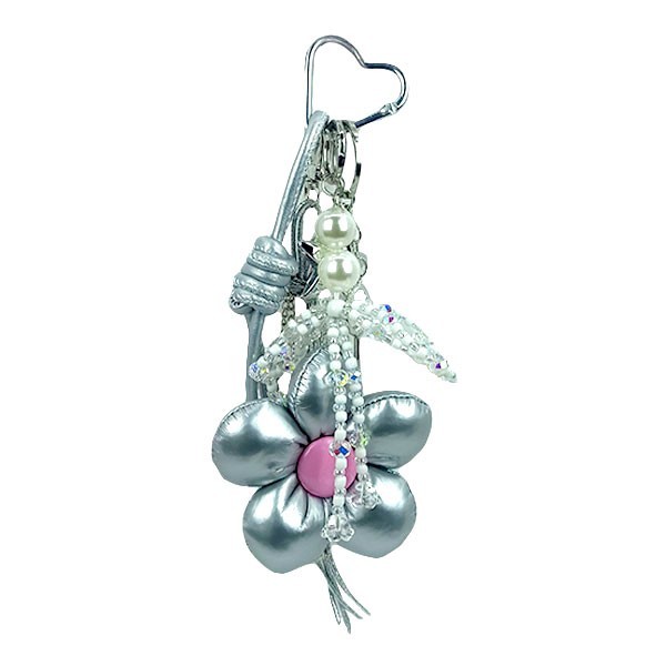 Silver Daisy Διακοσμητικό Τσάντας Με Μπρελόκ, Σχοινάκια Και Χάντρες Ασημί Μαργαρίτα