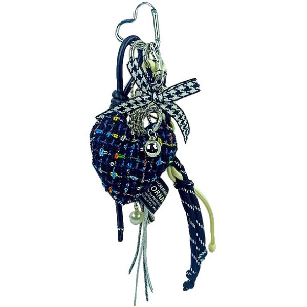 Heart Διακοσμητικό Τσάντας Με Μπρελόκ, Σχοινάκια Και Χάντρες Μαύρη Καρδιά