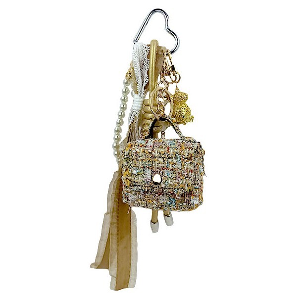 Brown Διακοσμητικό Τσάντας Με Μπρελόκ, Σχοινάκια Και Χάντρες