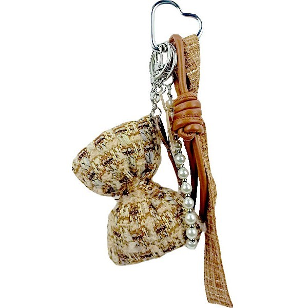 Big Bow Διακοσμητικό Τσάντας Με Μπρελόκ, Σχοινάκια Και Χάντρες Καρό Φιόγκος