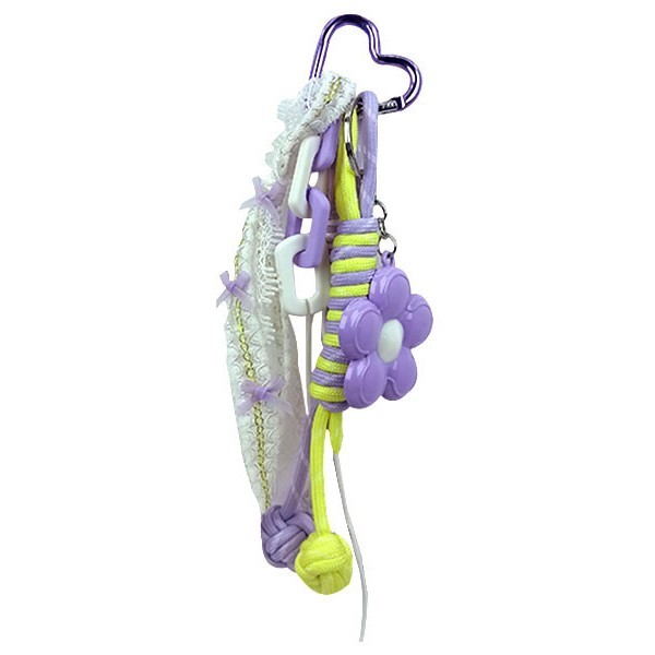 Purple Διακοσμητικό Τσάντας Με Μπρελόκ, Σχοινάκια Και Χάντρες Λουλούδι Μωβ