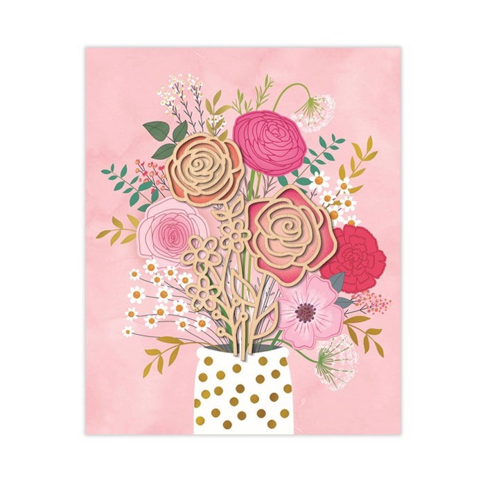 Hollywood Κάρτα Χωρίς Μήνυμα Βάζο-Λουλούδια Με Χρυσοτυπία