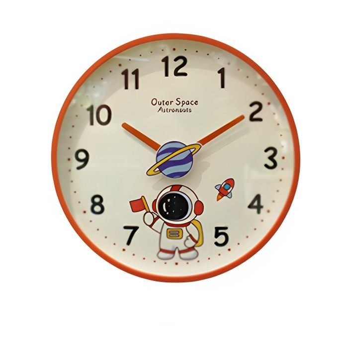 Space Στρογγυλό Ρολόι Τοίχου Με Φιγούρα Αστροναύτη