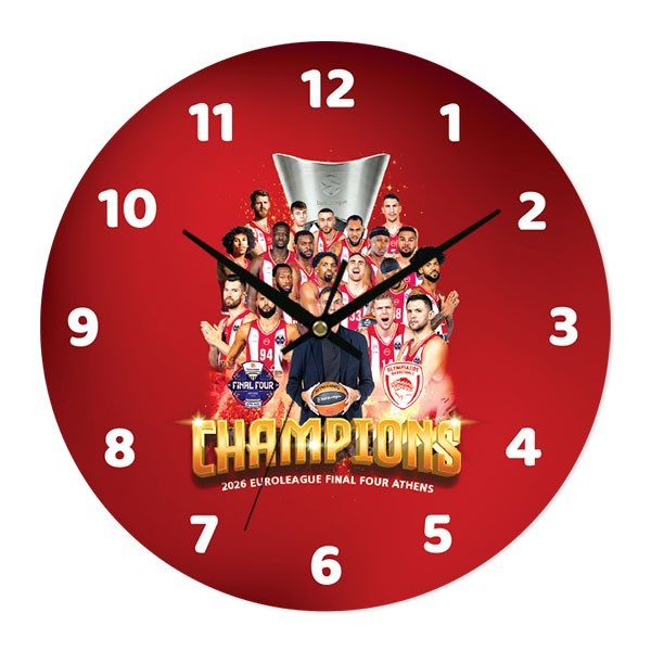 Champions Euroleague 2026 Ρολόι Τοίχου Plexiglass 30cm