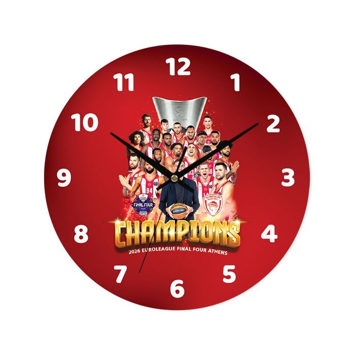 Champions Euroleague 2026 Ρολόι Τοίχου Plexiglass 30cm
