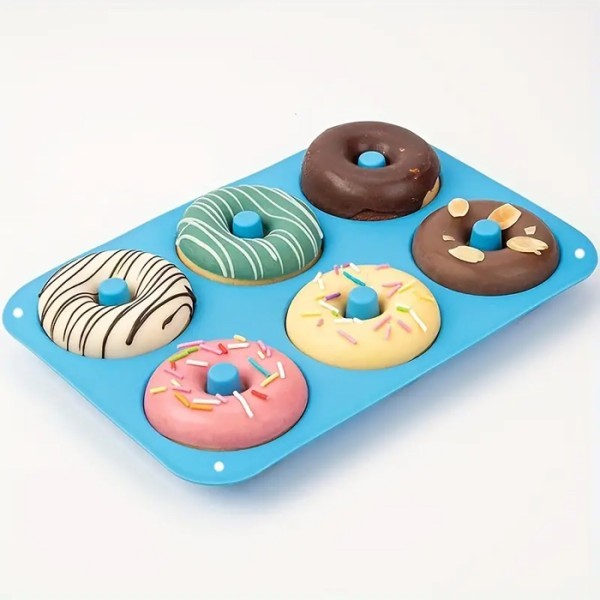 Donuts Φόρμα Σιλικόνης 6 Θέσεων για Ντόνατς 25x17x2cm Πράσινο