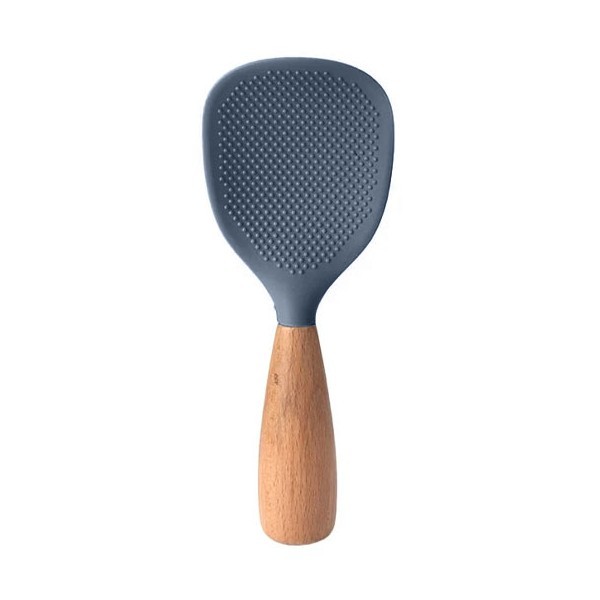 Spoon Κουτάλα Σιλικόνης Με Ξύλινη Λαβή Μπλε